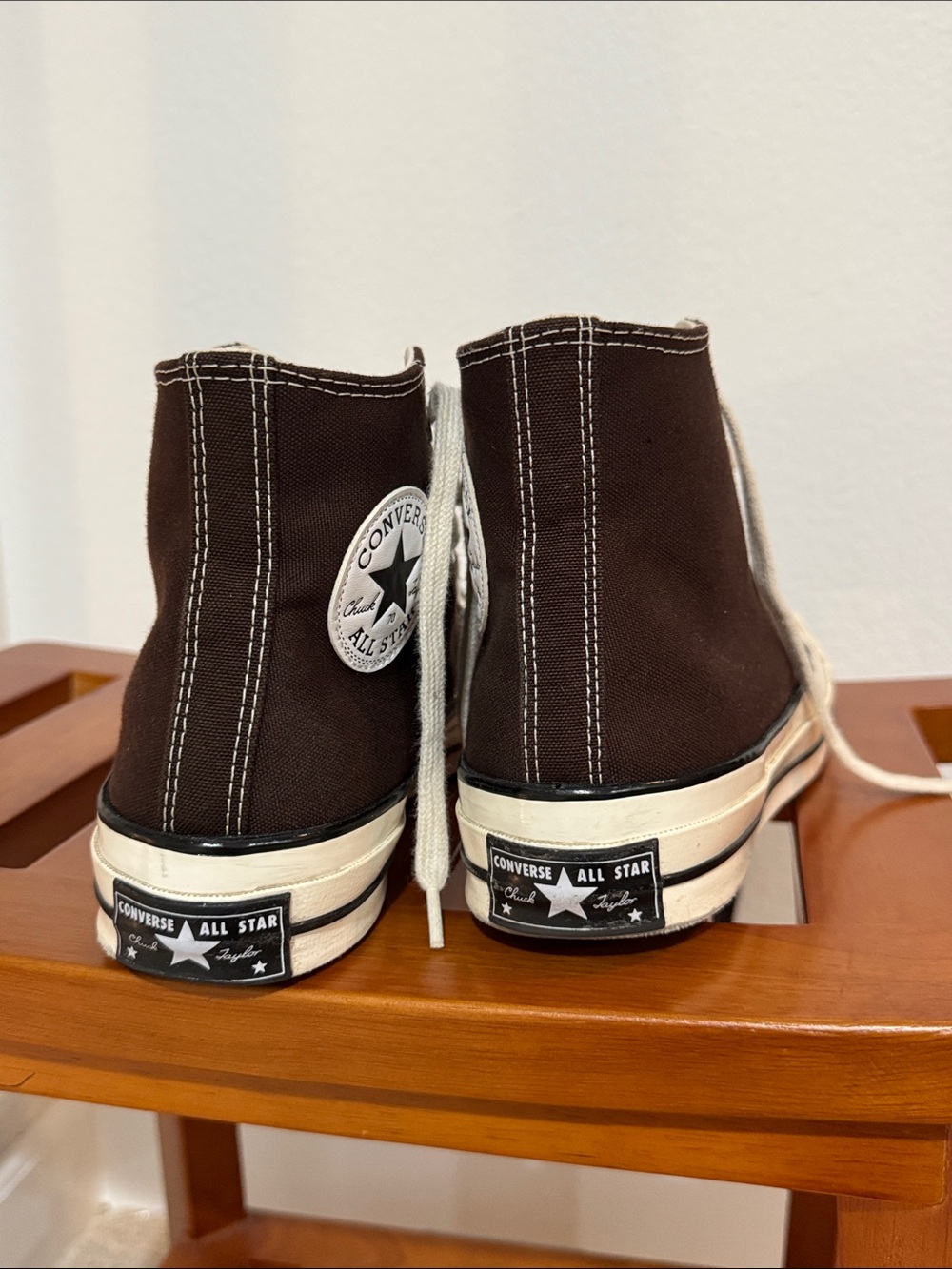 Converse High-Top Sneakers in Dark Brown & Cream - Picture 6 of 9